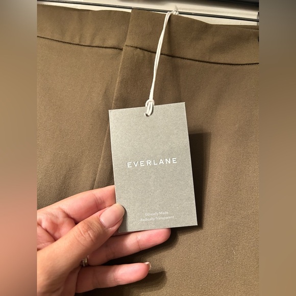 NWT 🆕 Everlane The Fixed Waist Stretch Cotton Work High Rise Pant Olive Green 10 - Picture 6 of 10